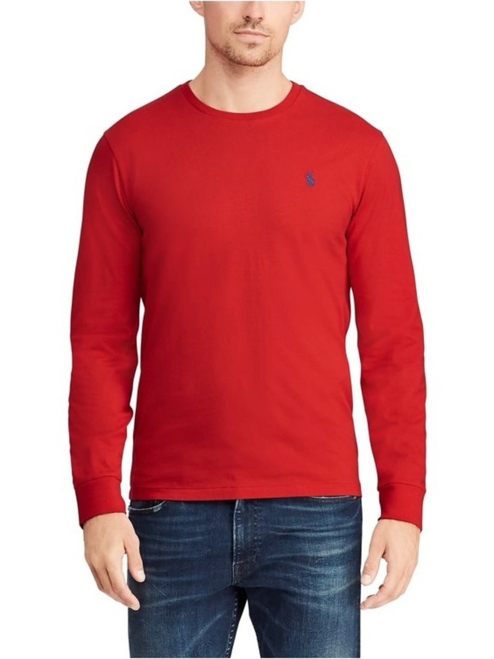 Polo by Ralph Lauren Red Long-Sleeve Crewneck with Navy Pony Size XL